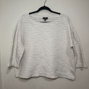 Jones New York Signature White Grey 1X Top 100%‎ Cotton MSRP $59.50